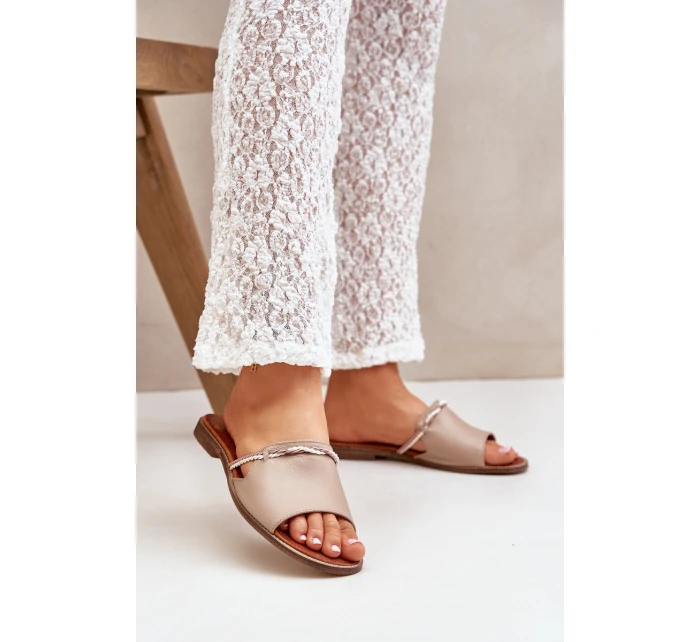 Kožené Pantofle Tmavě Béžové Lewski Shoes model 21682423 - Boto Kožené Pantofle Tmavě Béžové Lewski Shoes model 21682423 - Boto