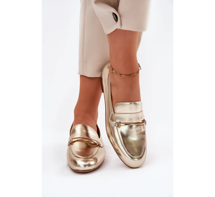 Skórzane Półbuty Mokasyny Damskie Maciejka K6809-25 Złote