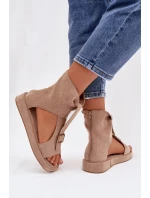 Dámské sandály s vysokým svrškem tmavě béžové Coralya