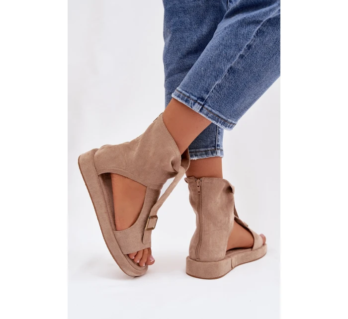 Dámské sandály s vysokým svrškem tmavě béžové Coralya