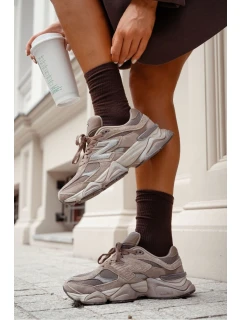 Dámske ponožky s prúžkami - čokoládové