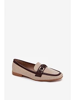 Dámské mokasíny Loafersy H8-515 hnědo-bežové - Evelora Dámské mokasíny Loafersy H8-515 hnědo-bežové - Evelora