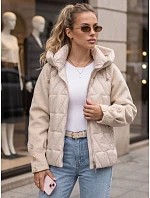 Kurtka damska zimowa pikowana z kapturem beżowa model 22350687 - FashionStreet