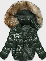 Dámska lakovaná tmavozelená bunda (B8039-10)