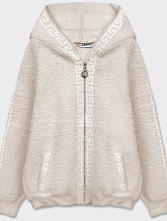 Elegantná bunda s kapucňou v štýle alpaky, svetlo béžová (B6001/1-51)