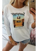 Halenka s potiskem Letní model 18744140 bílá - K-Fashion Halenka s potiskem Letní model 18744140 bílá - K-Fashion