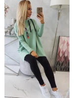 Oversize mikina s asymetrickými boky tmavě mátová Oversize mikina s asymetrickými boky tmavě mátová