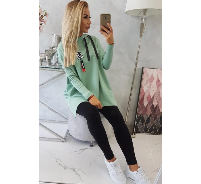 Oversize mikina s asymetrickými boky tmavě mátová Oversize mikina s asymetrickými boky tmavě mátová