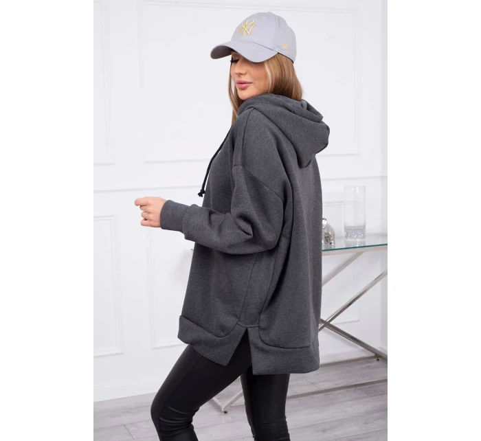 Zateplená mikina so zipsom na boku grafitová Zateplená mikina so zipsom na boku grafitová