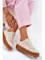 Sneakersy Damskie Na Platformie Beżowe Syliyana