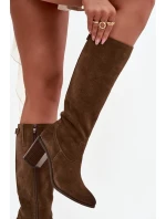 Dámské kozačky z přírodního semiše vyhřívané s olivové model 21712321 - SERGIO LEONE Dámské kozačky z přírodního semiše vyhřívané s olivové model 21712321 - SERGIO LEONE