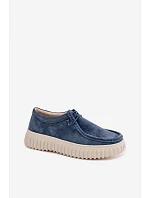 Kožené semišové dámské polobotky na platformě modré model 22182365 - Boto Kožené semišové dámské polobotky na platformě modré model 22182365 - Boto