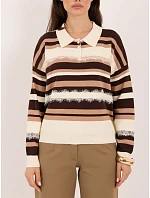 Sweter PM SW model 22400709 biało brązowy - FPrice Sweter PM SW model 22400709 biało brązowy - FPrice