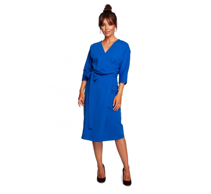B241 Zavinovacie šaty s opaskom na zaväzovanie - kráľovská modrá