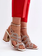 Sandále na podpätku CR952 béžovo-ružové - Krok vo veľkom štýle