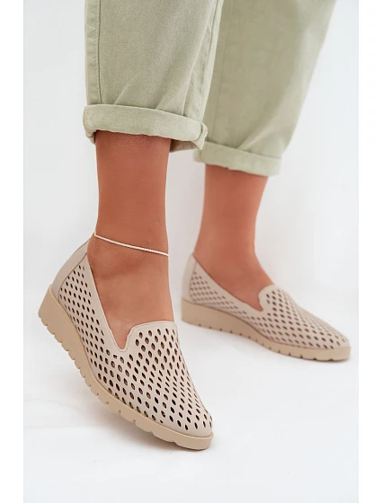 Dámske perforované čižmy RMR1628-23 beige - Jezzi