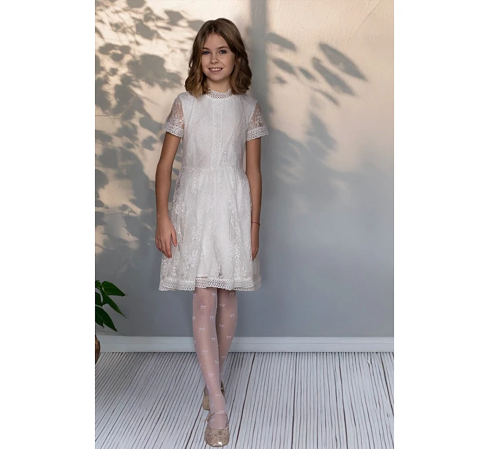 Dievčenské pančuchy s mašľou Angelina DR2602