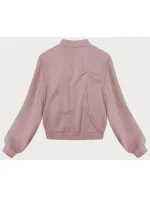 Ružová pletená mikina s ružami (16023)