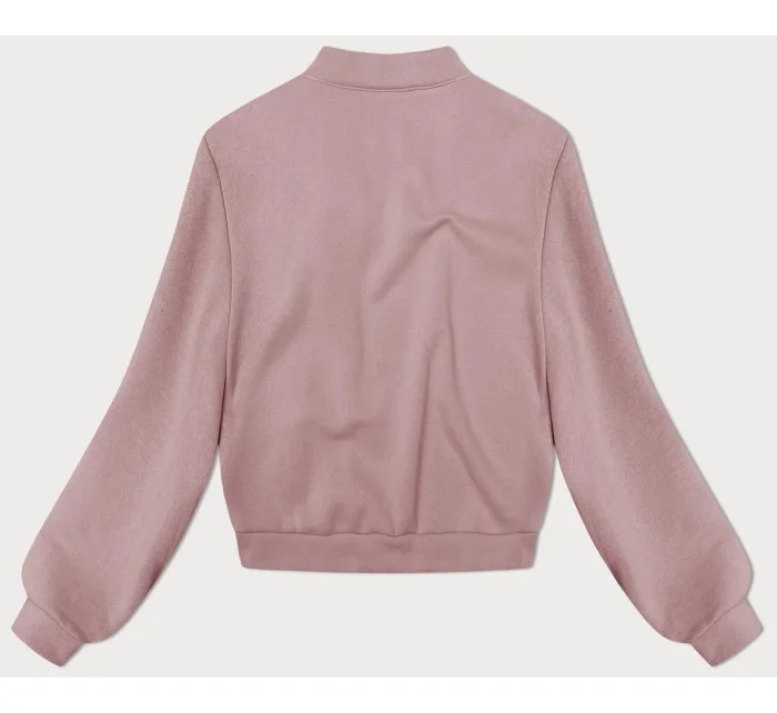 Ružová pletená mikina s ružami (16023)