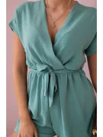 Krátký overal model 19780113 v pase tmavá máta - K-Fashion