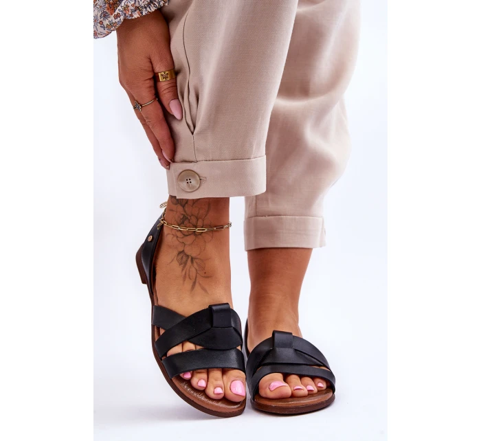 model 21617500 Pohodlné Kožené Nazouváky Černé - Zazoo