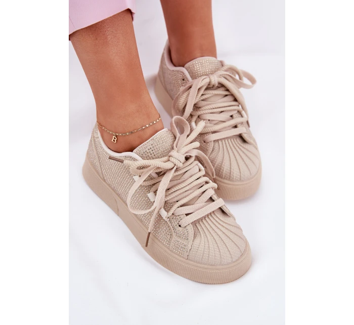 Sneakersy Damskie Ze Zdobieniem Na Platformie Beżowe Eanneth Sneakersy Damskie Ze Zdobieniem Na Platformie Beżowe Eanneth