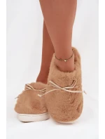 Kožešinové pantofle s mašlí Camel model 21772514 - Boto Kožešinové pantofle s mašlí Camel model 21772514 - Boto