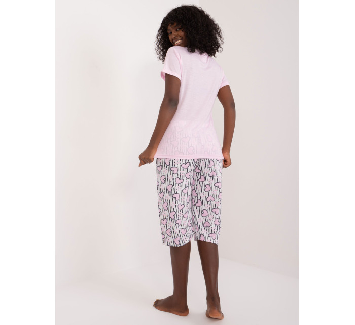 Svetloružové bavlnené pyžamo s potlačou
