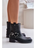 model 21673721 Kožené Boty Na Nízkém Podpatku Zateplené Černé - Zazoo model 21673721 Kožené Boty Na Nízkém Podpatku Zateplené Černé - Zazoo