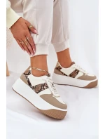 Sneakersy Damskie Na Masywnej Platformie Zwierzęcy Wzór Beżowe Telanila Sneakersy Damskie Na Masywnej Platformie Zwierzęcy Wzór Beżowe Telanila
