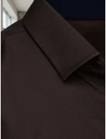 Pánská elegantní hladká tmavě hnědá košile SLIM FIT Dstreet model 21995794 - FashionStreet