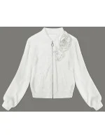 Pletená mikina v ecru farbe s ružami (16023)