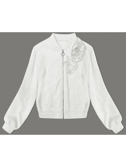 Pletená mikina v ecru farbe s ružami (16023)