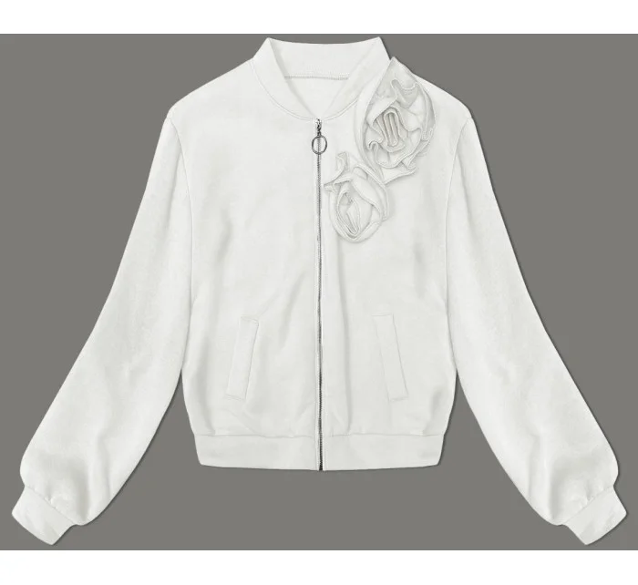 Pletená mikina v ecru farbe s ružami (16023)