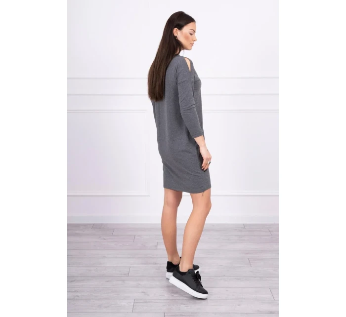 Šaty s potlačou Honey girl v grafitovej farbe Šaty s potlačou Honey girl v grafitovej farbe