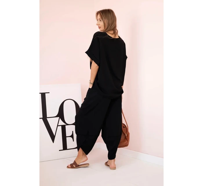 Viskózová blúzka + nohavice čierna Viskózová blúzka + nohavice čierna
