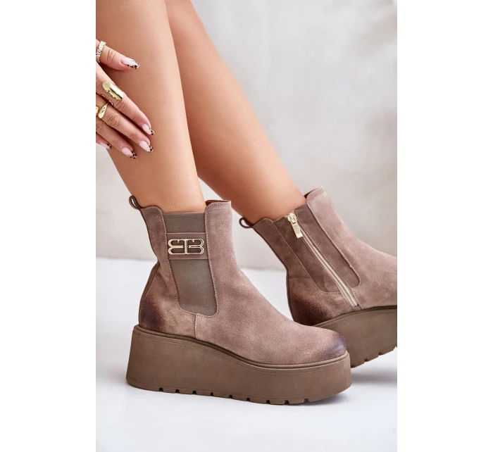 model 21673714 Dámské Botky Chelsea Na Platformě A Klínu Černé - Zazoo