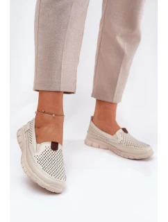 Ażurowe Baleriny Ze Skóry Naturalnej Vinceza 95336 Beżowe