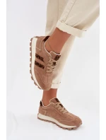 Dámské semišové tenisky na platformě Leopardí vzor model 22013938 Hnědé - S.Barski