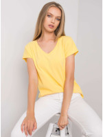 Žlté bavlnené tričko s výstrihom do V