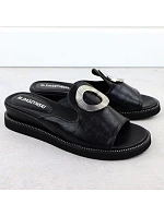 Dámské žabky na nízkém podpatku černé M.Daszynski