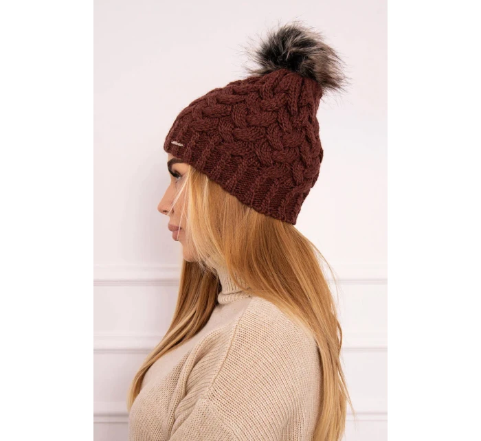 Fleecová čepice Daria model 18750109 hnědá - K-Fashion Fleecová čepice Daria model 18750109 hnědá - K-Fashion