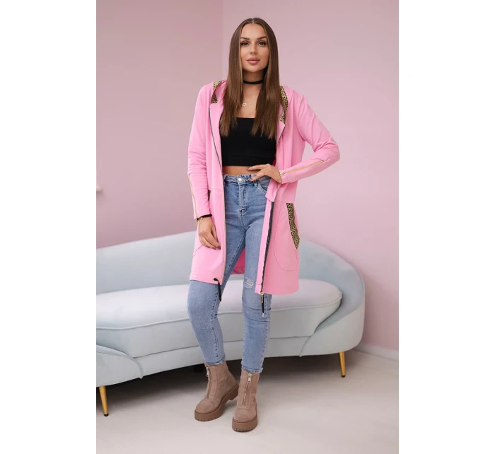 Mikina s ozdobnou stuhou světle růžová