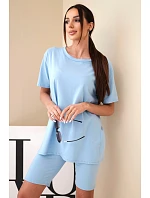 Dámský bavlněný komplet s krátkým rukávem a šortkami žlutý