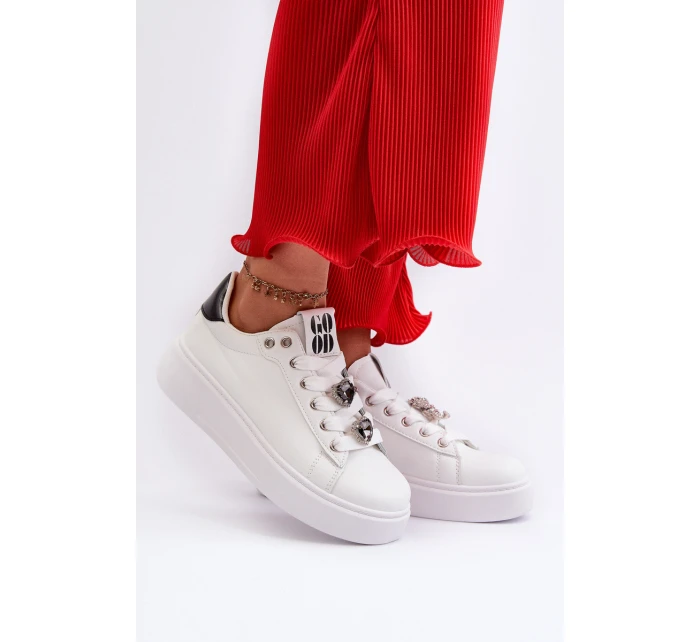 Dámské boty na platformě s ozdobami bílé model 21659166 - Boto