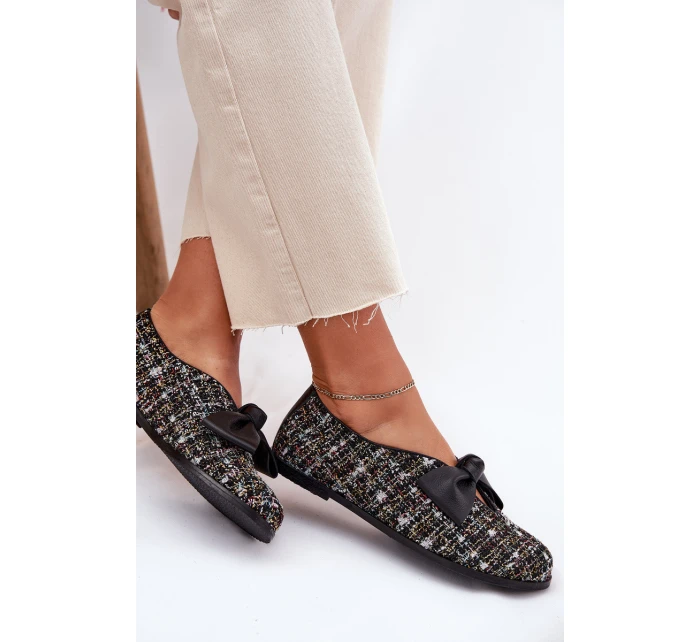 Skórzane Baleriny Z Kokardą Laura Messi 2921 Czarne Skórzane Baleriny Z Kokardą Laura Messi 2921 Czarne