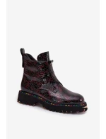 Lakované dámské obuv z přírodní kůže s bordó model 21712396 - Artiker Lakované dámské obuv z přírodní kůže s bordó model 21712396 - Artiker