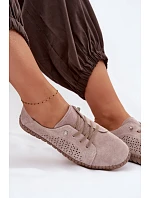 Dámske vetrané semišové čižmy Beige Feliva