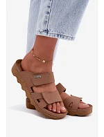 Dámske kožené papuče s prackami Inblu CX0004KU Brown
