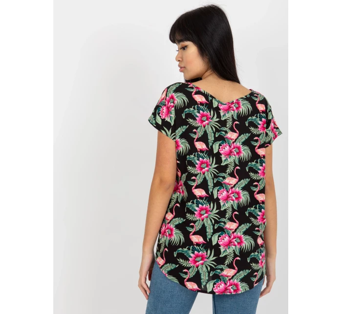 Dámská halenka model 18116277 černá a zelená - FPrice Dámská halenka model 18116277 černá a zelená - FPrice